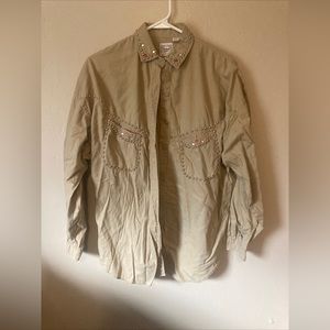 Andrew sport women’s button up top with rhinestones size medium